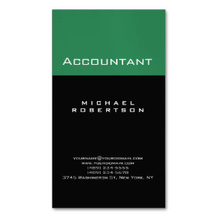 Accountant Sea Green Black Minimalist Business Card Magnet