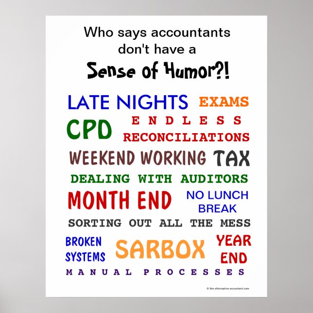 Accountant Sense of Humor Funny Motivational Poster (Front)