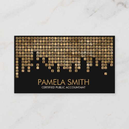 Accountant Services _ Gold Numbers Buttons  Business Card