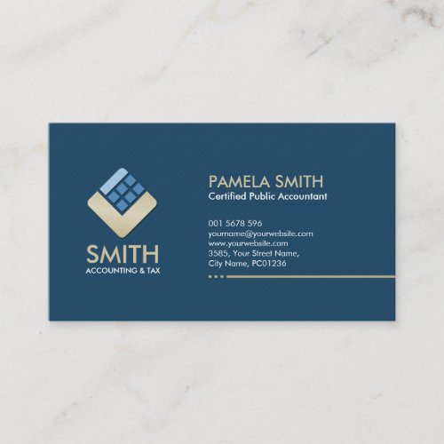 Accountant Services _ Indigo Blue and Beige Business Card