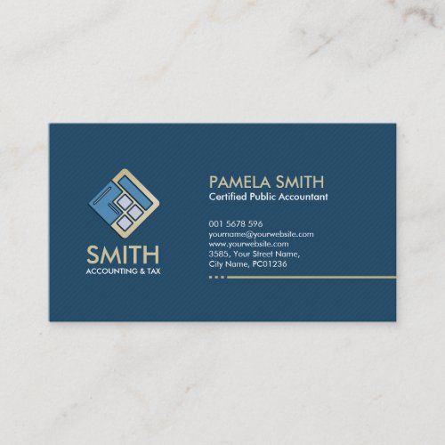 Accountant Services _ Indigo Blue and Beige Business Card