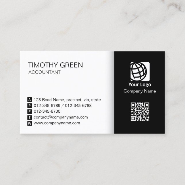 Accountant Simple Two Tone Business Card #06 (Front)