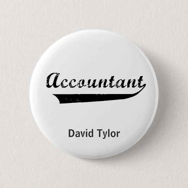 Accountant Sports Style Text Pinback Button (Front)