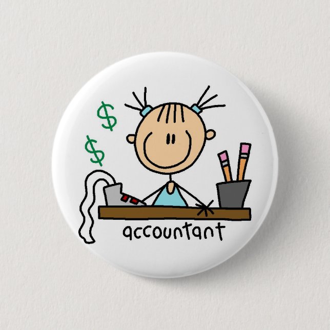 Accountant Stick Figure Button (Front)