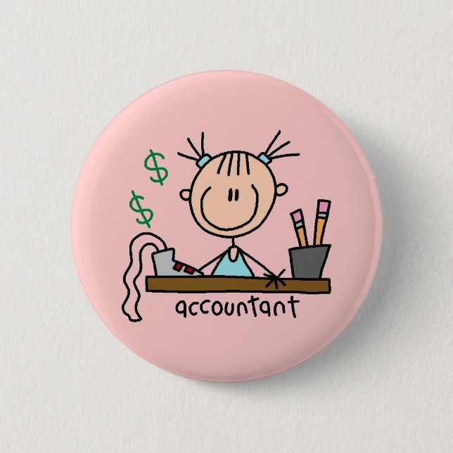 Accountant Stick Figure Button (Front)