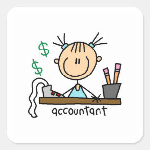 Accountant Stick Figure Square Sticker