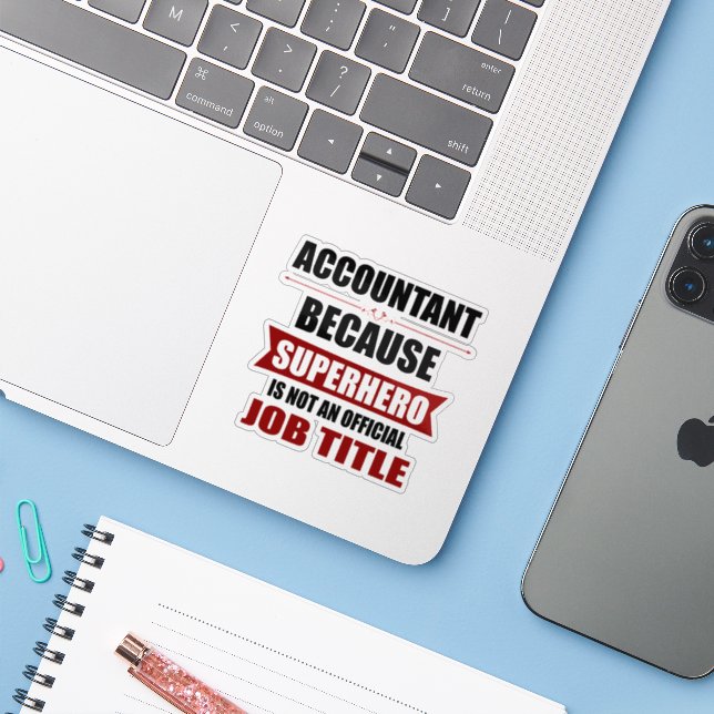 Accountant Superhero Novelty Sticker (Laptop w/ iPhone)