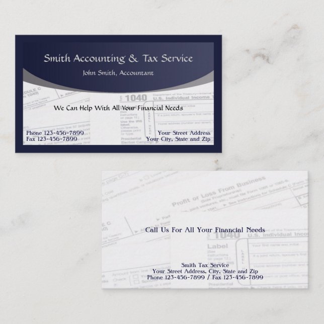 Accountant Tax Preparer Business Card (Front/Back)