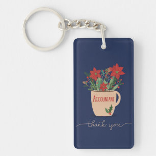Accountant Thank You at Christmas Poinsettias Keychain