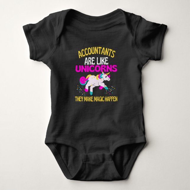 Accountant Unicorn , Magical Unicorn Accountants Baby Bodysuit (Front)