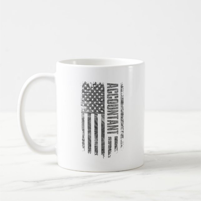 Accountant USA Flag Distressed design Coffee Mug (Left)