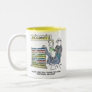 Accountant Uses an Abacus at Work. Accountant Two-Tone Coffee Mug