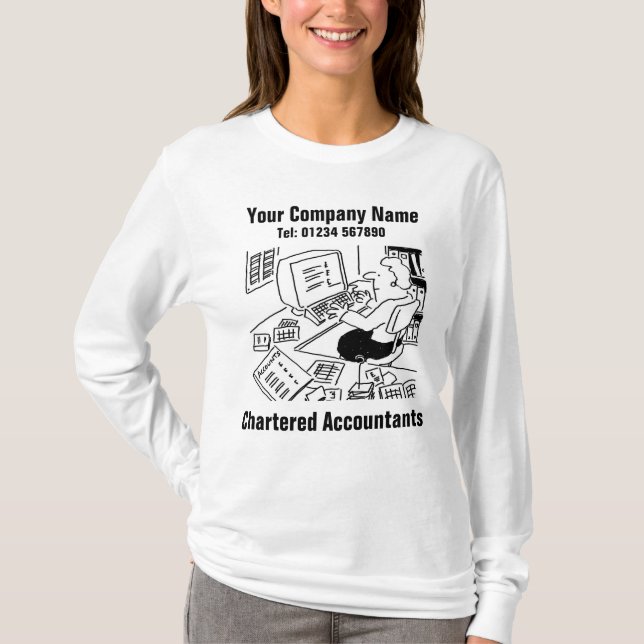Accountant Working in the Office Cartoon T-Shirt (Front)