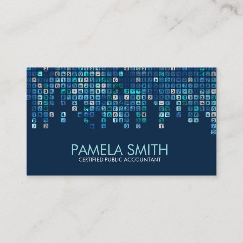 Accounting _ Abstract Blue and Silver Numbers Business Card