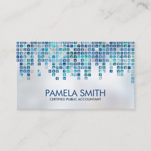 Accounting _ Abstract Blue and Silver Numbers Business Card