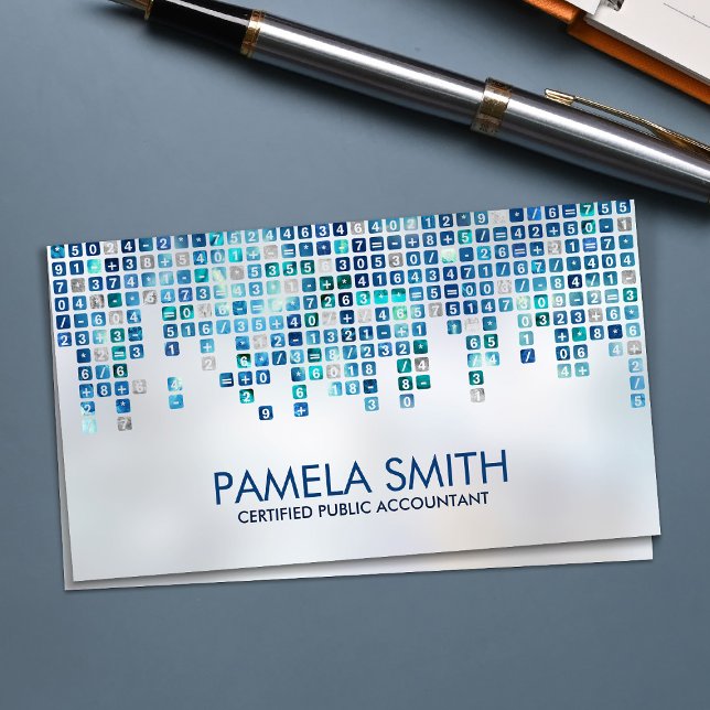 Accounting - Abstract Blue and Silver Numbers Business Card (Creator Uploaded)