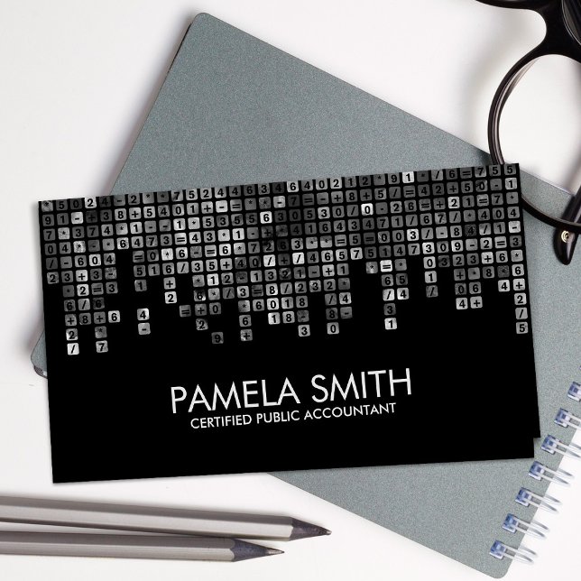 Accounting - Abstract Greyscale Numbers Business Card (Creator Uploaded)