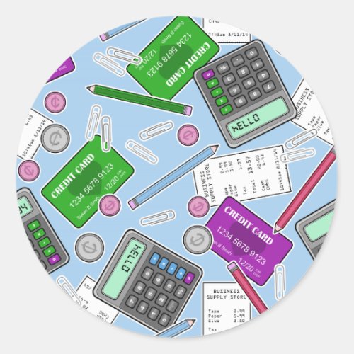 Accounting  Accountant Themed Pattern Classic Round Sticker