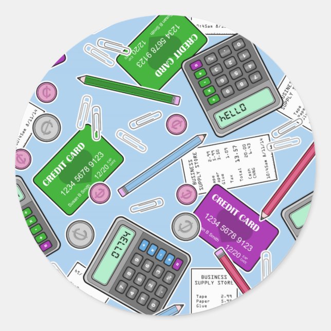 Accounting / Accountant Themed Pattern Classic Round Sticker (Front)