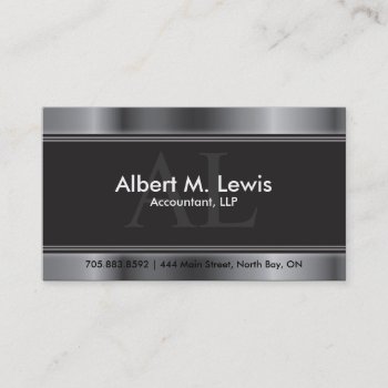 Accounting Appointment Card Silver Monogram by OLPamPam at Zazzle