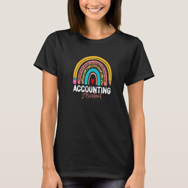 Accounting Assistant Leopard Rainbow Accounting Ba T-Shirt (Front)