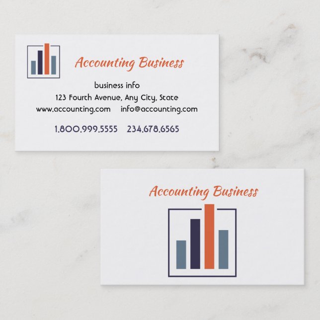 Accounting Bookkeeping  Custom Business  Business Card (Front/Back)