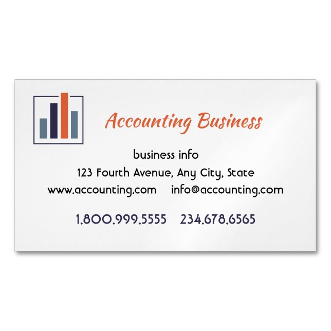 Accounting Bookkeeping  Custom Business  Business Card Magnet (Front)