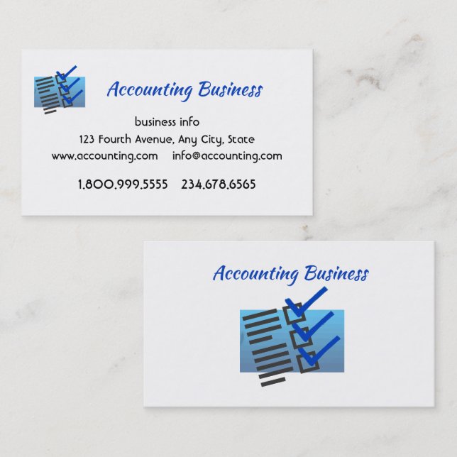 Accounting Bookkeeping  Custom Business  Card (Front/Back)