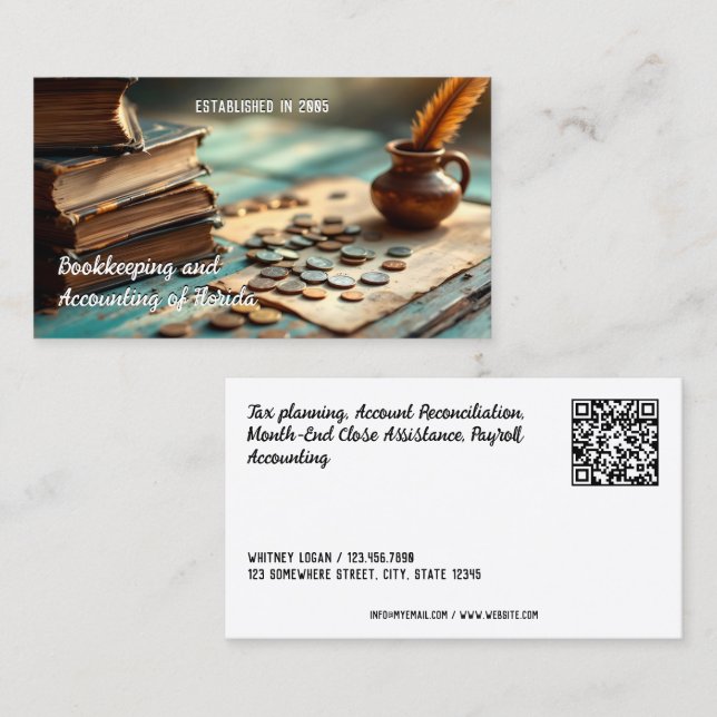 Accounting Bookkeeping QR Business Card (Front/Back)