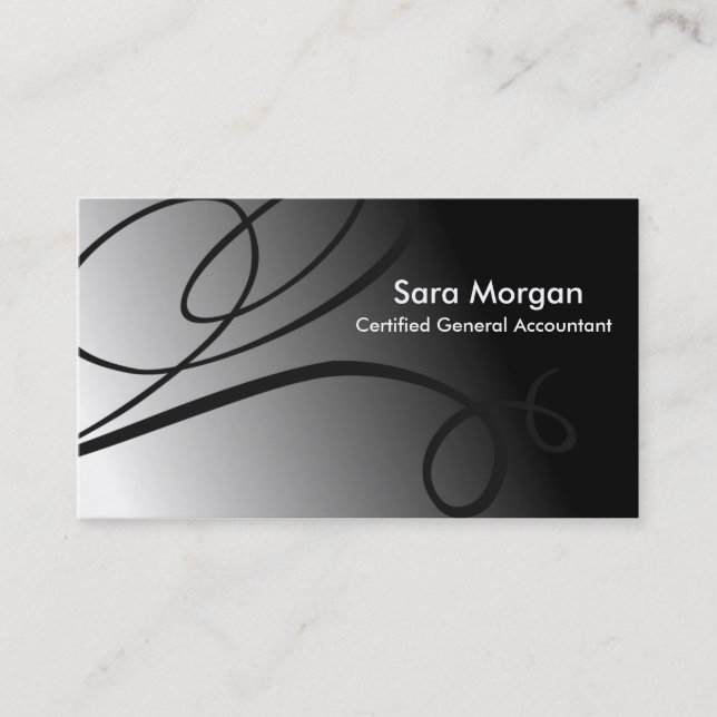 Accounting Business Card - Black and White Swirl (Front)