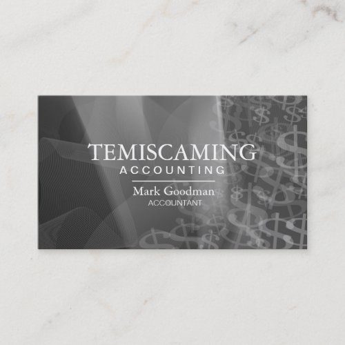 Accounting Business Card Black White Dollar Signs