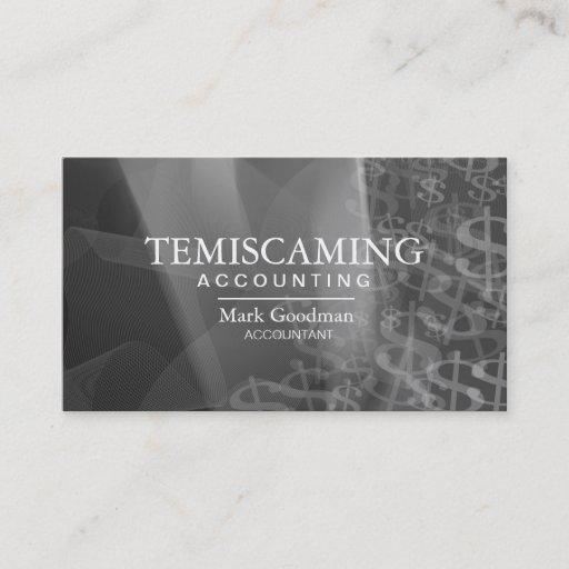 Customizable Accounting Business Card Black White Dollar Signs
