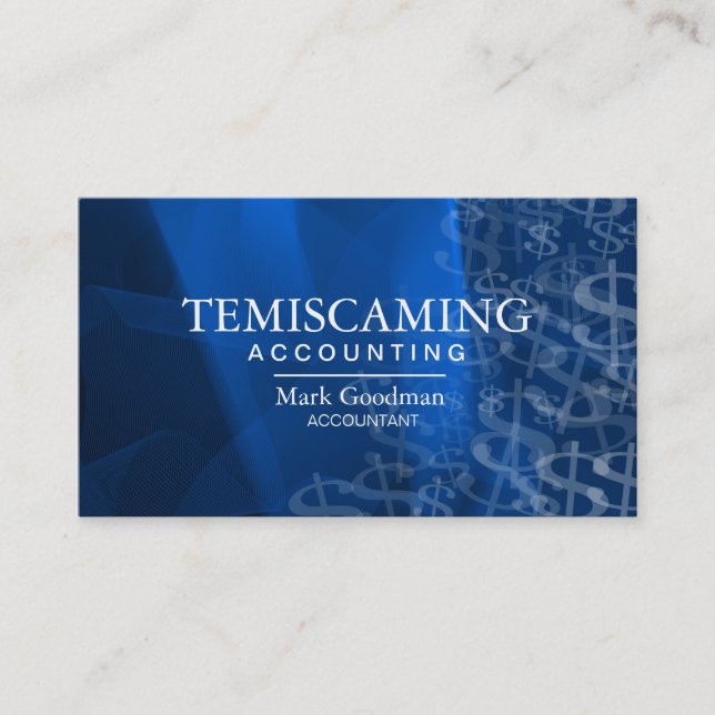 Accounting Business Card - Blue Dollar Signs (Front)