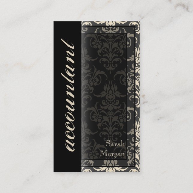Accounting Business Card - Classy Damask Pattern (Front)