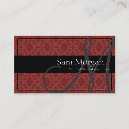 Accounting Business Card - Classy Monogram Damask