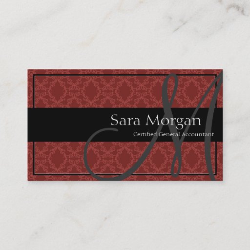 Customizable Accounting Business Card - Classy Monogram Damask