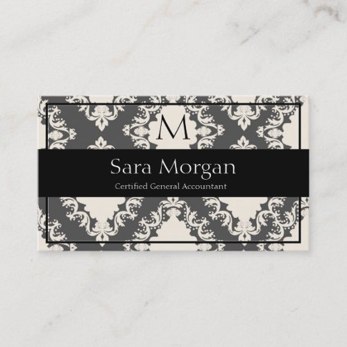 Accounting Business Card - Classy Monogram Damask