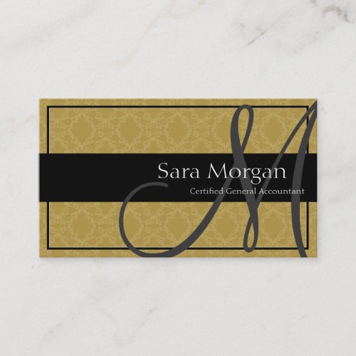 Accounting Business Card - Classy Monogram Damask