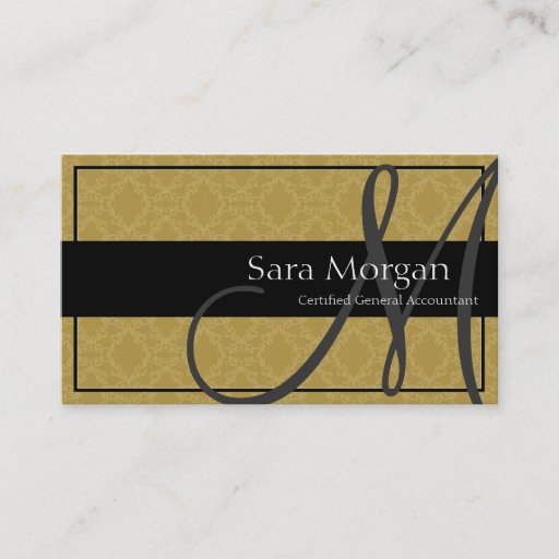 Customizable Accounting Business Card - Classy Monogram Damask