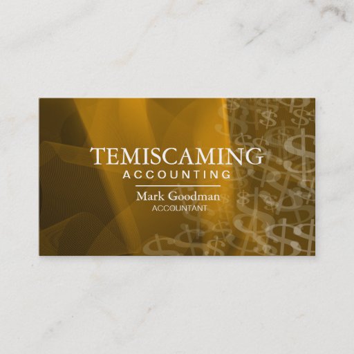 Customizable Accounting Business Card Gold White Dollar Signs