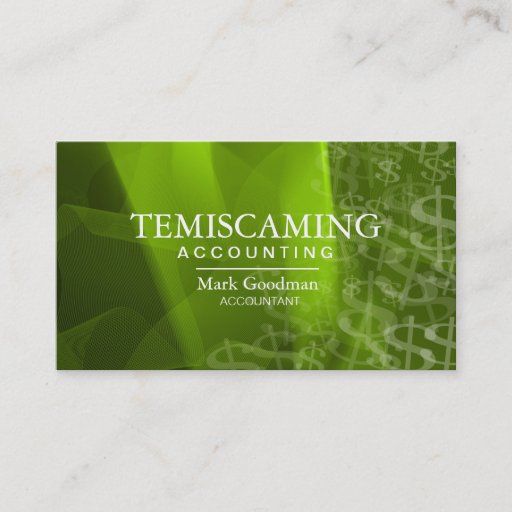 Customizable Accounting Business Card Green White Dollar Signs