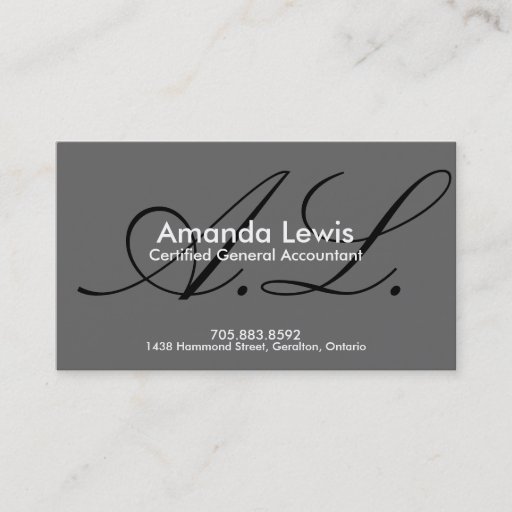 Customizable Accounting Business Card - Monogram Black &amp; White