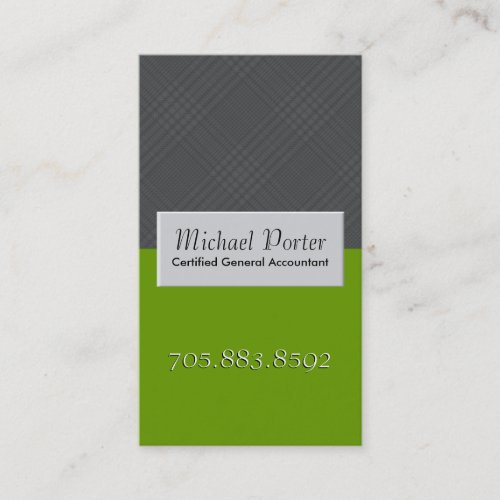 Accounting Business Card - Monogram Grey Plaid