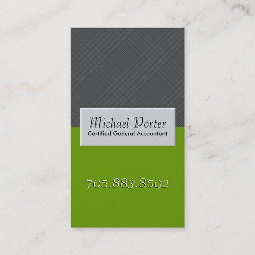 Customizable Accounting Business Card - Monogram Grey Plaid
