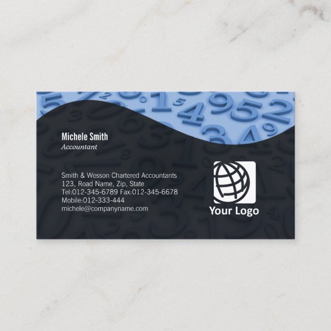 Accounting Business Card Numbers On Top (Front)