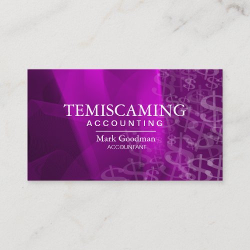Accounting Business Card Pink White Dollar Signs