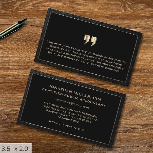Accounting Business Cards with Testimonial