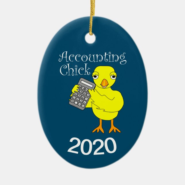 Accounting Chick Text Ceramic Ornament (Front)