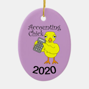 Accounting Chick Text Ceramic Ornament