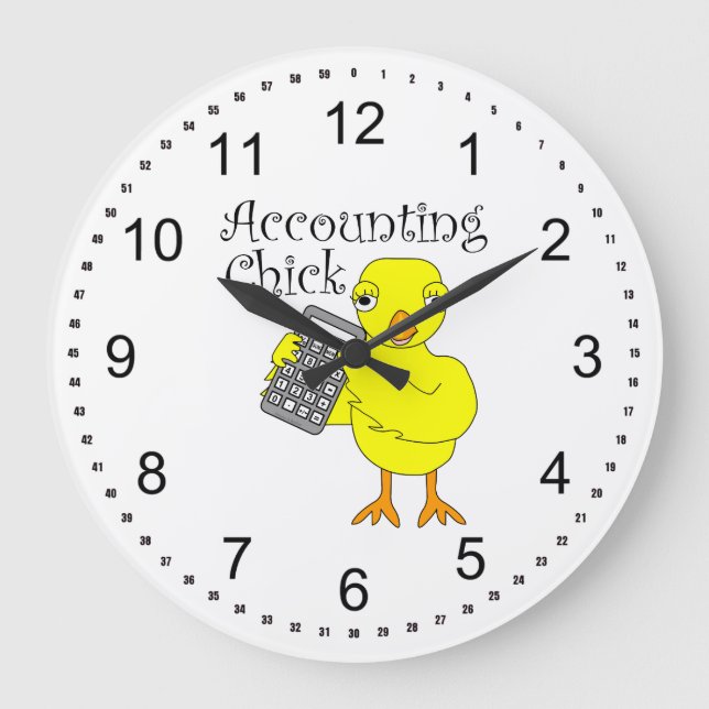 Accounting Chick Text Large Clock (Front)